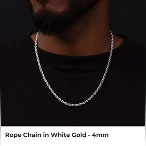 The GLD Shop 20” White Gold 4mm Rope Chain